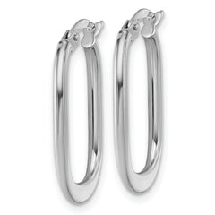 14k White Gold Polished Oval Tapered Tube Hoop Earrings