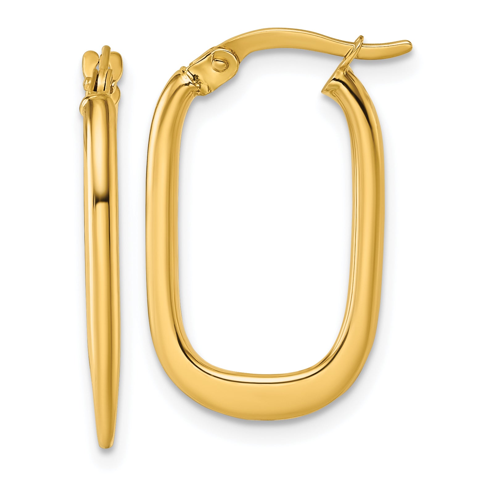 14k Polished Oval Tapered Tube Hoop Earrings Main image