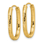 14k Polished 3.25mm Textured Oval Hinged Hoop Earrings