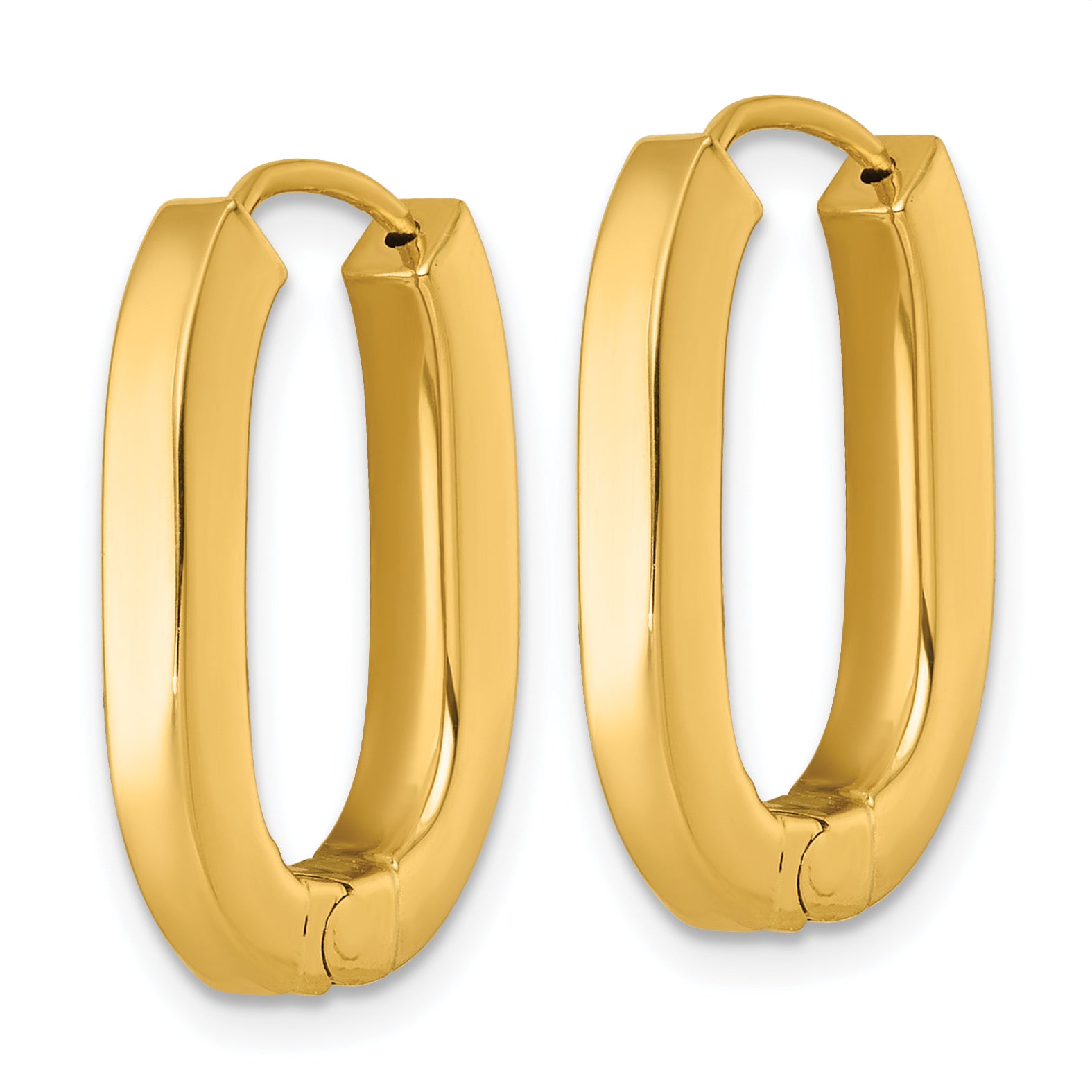 14k Polished 3.25mm Oval Square Tube Hinged Hoop Earrings Secondary image