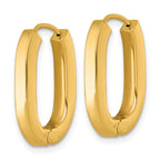 14k Polished 3.25mm Oval Square Tube Hinged Hoop Earrings