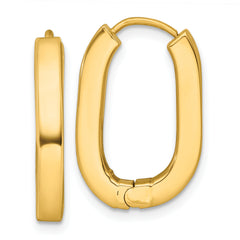14k Polished 3.25mm Oval Square Tube Hinged Hoop Earrings