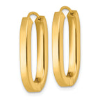 14k Polished 3.25mm Oval Square Tube Hinged Hoop Earrings