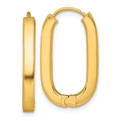 14k Polished 3.25mm Oval Square Tube Hinged Hoop Earrings