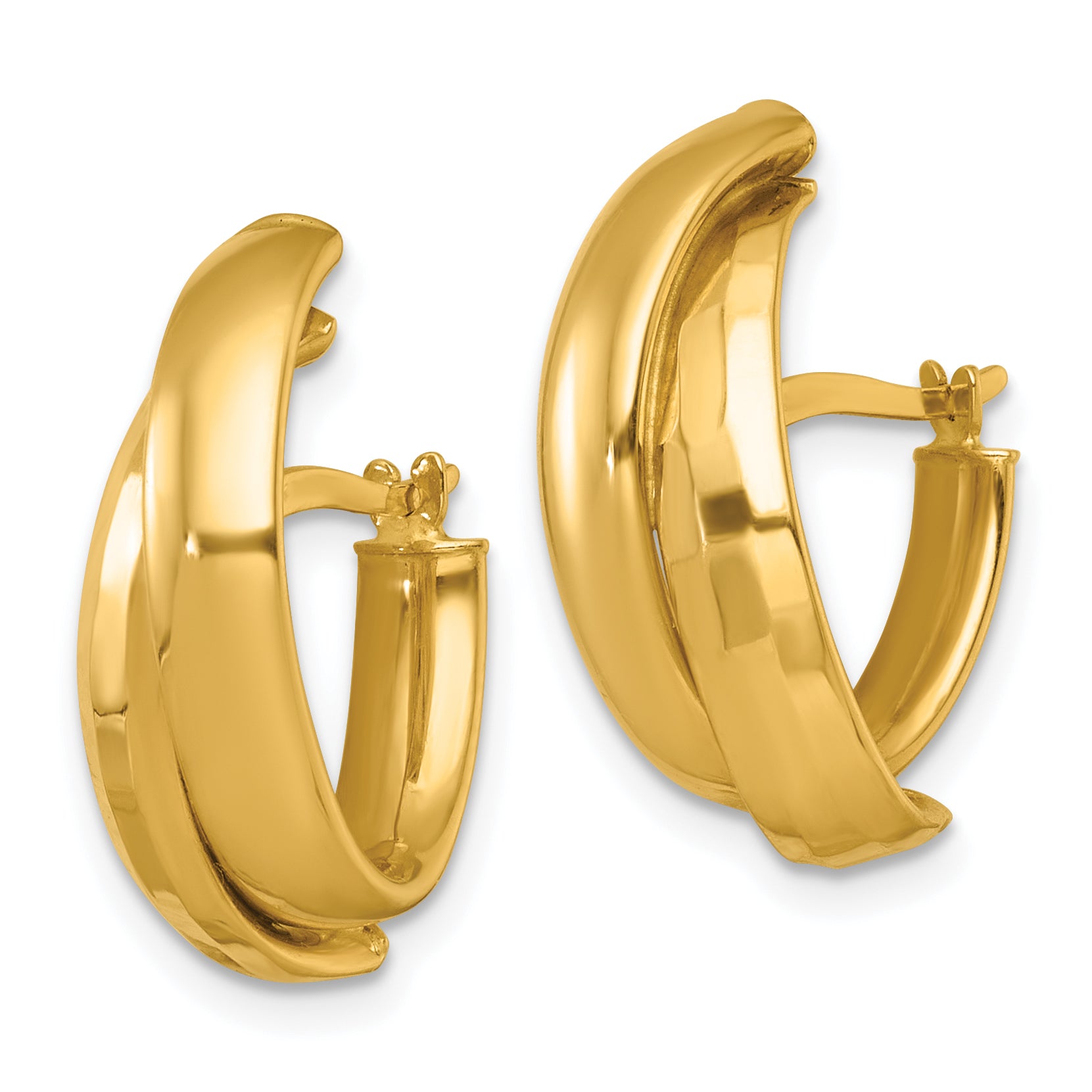 14k Polished Fancy Double J-Hoop Earrings Secondary image