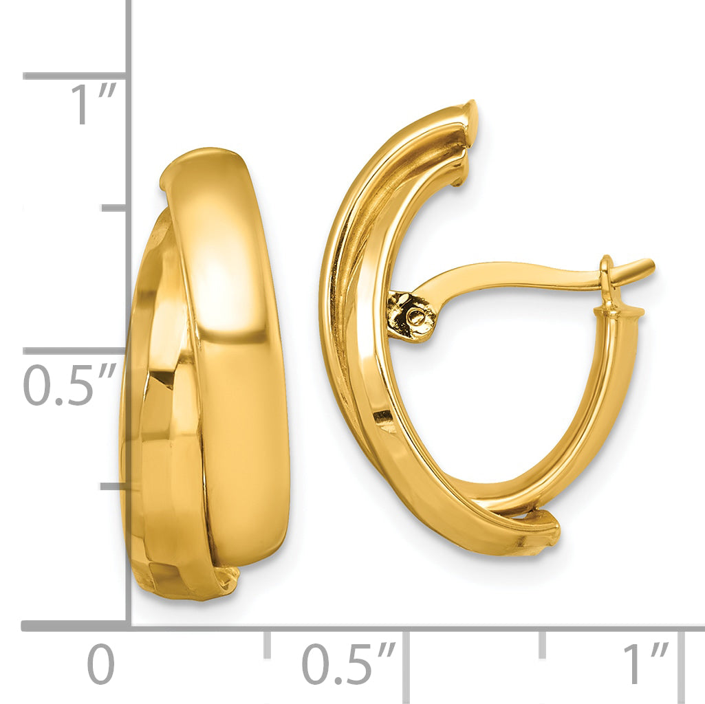 14k Polished Fancy Double J-Hoop Earrings