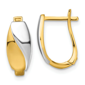White Hoop Earrings in 14K Yellow Gold, 15mm Hinged - Sophia Jewelers