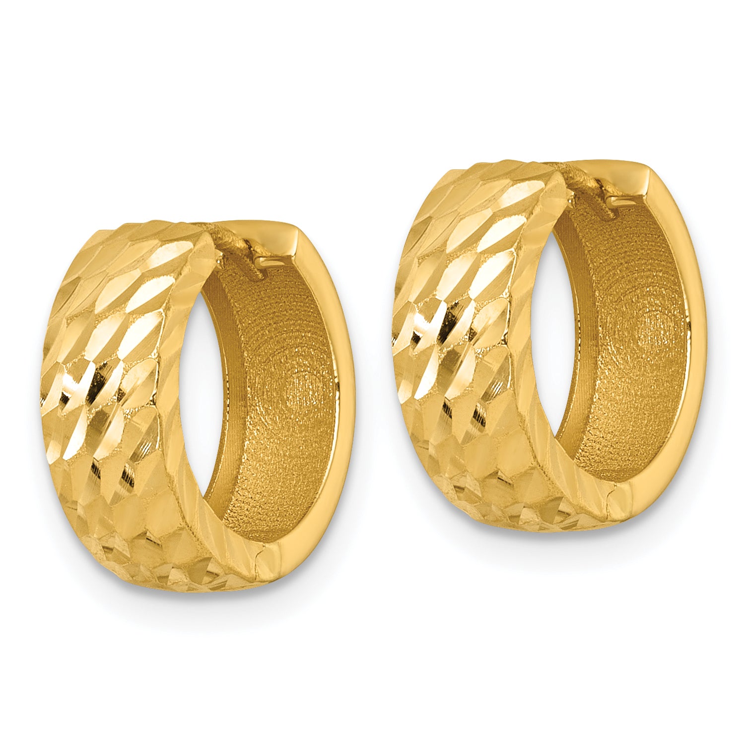 14k Polished 5.0mm Diamond-cut Round Hinged Hoop Earrings Secondary image