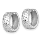 14k White Gold Polished 5.0mm Diamond-cut Round Hinged Hoop Earrings
