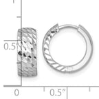 14k White Gold Polished 5.0mm Diamond-cut Round Hinged Hoop Earrings