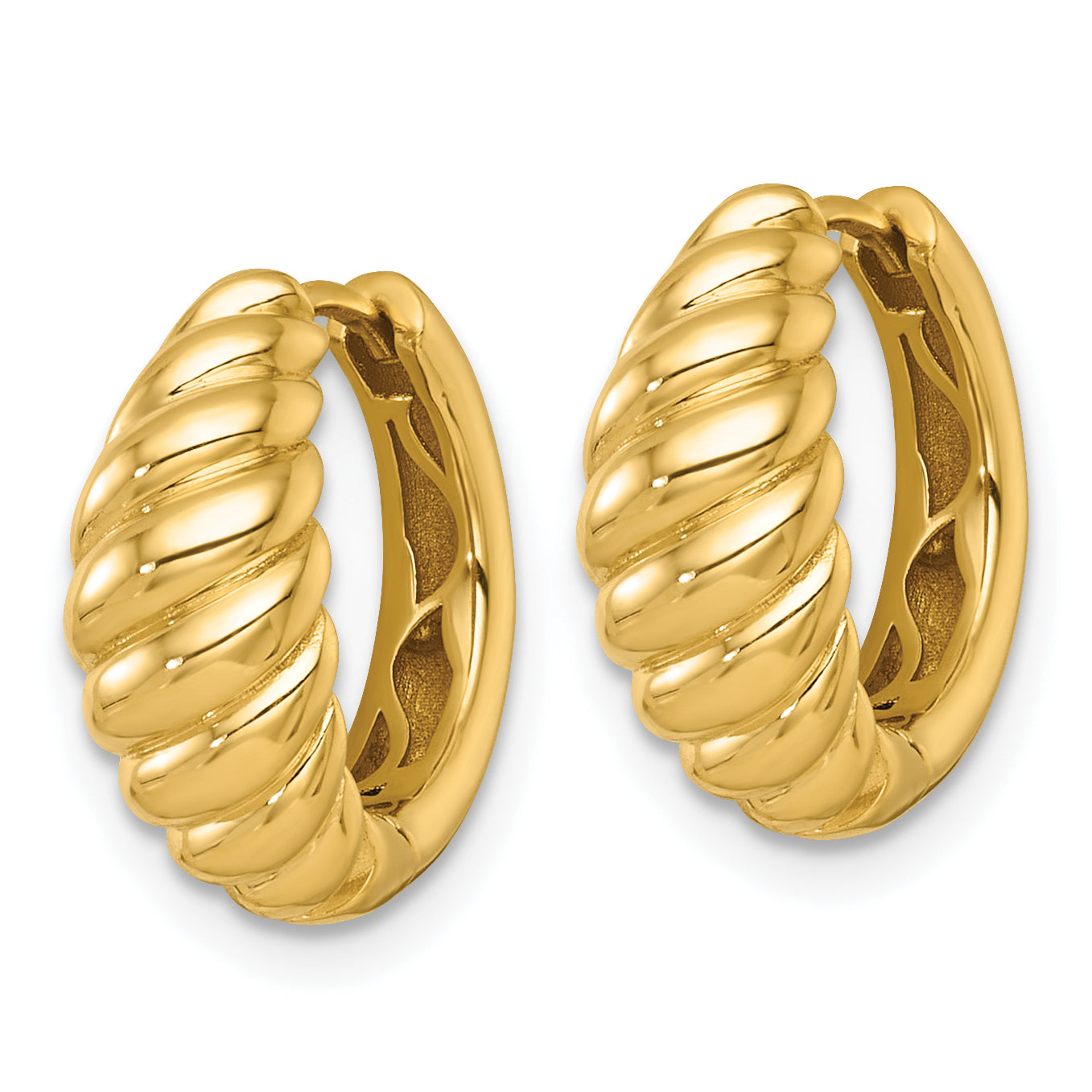 14k Polished Twisted Tapered Hinged Hoop Earrings Secondary image
