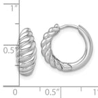 14k White Gold Polished Twisted Tapered Hinged Hoop Earrings