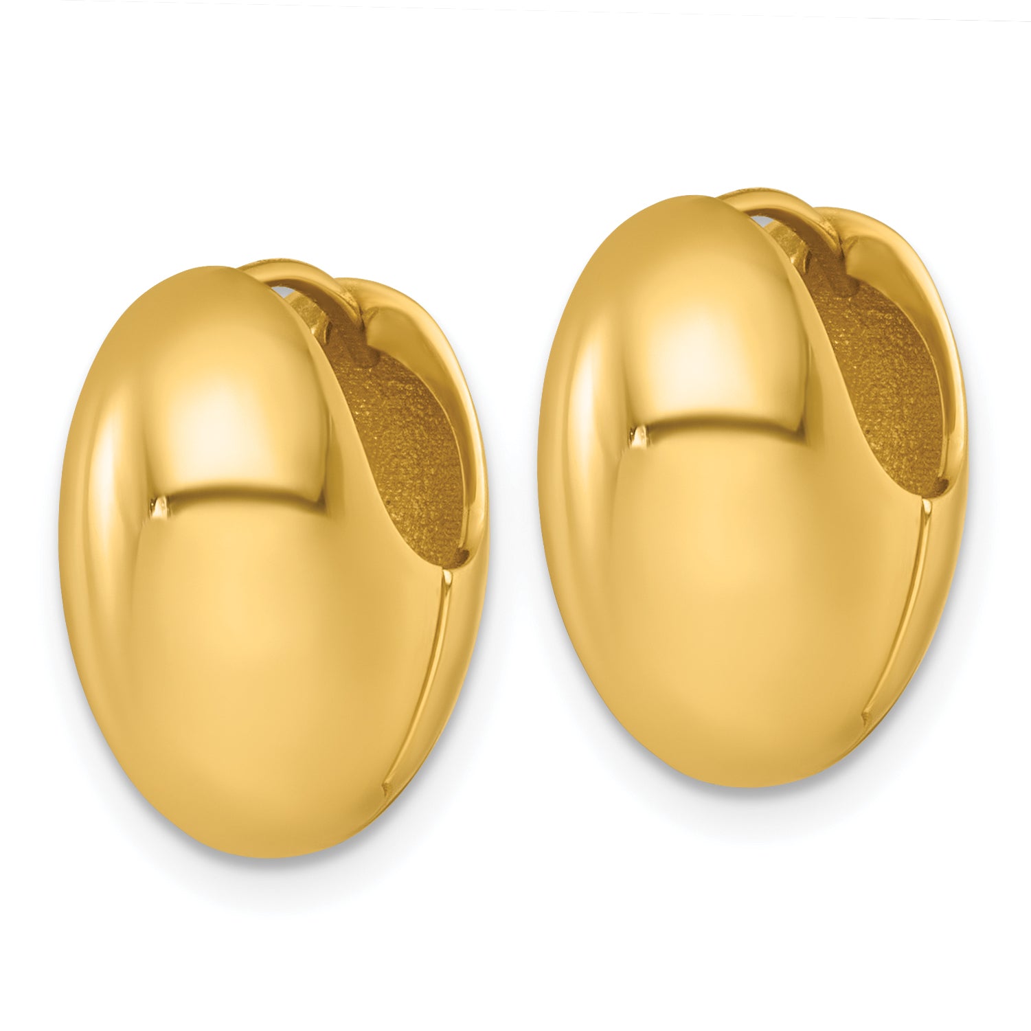 14k Polished Puffed Oval Hinged Hoop Earrings Secondary image