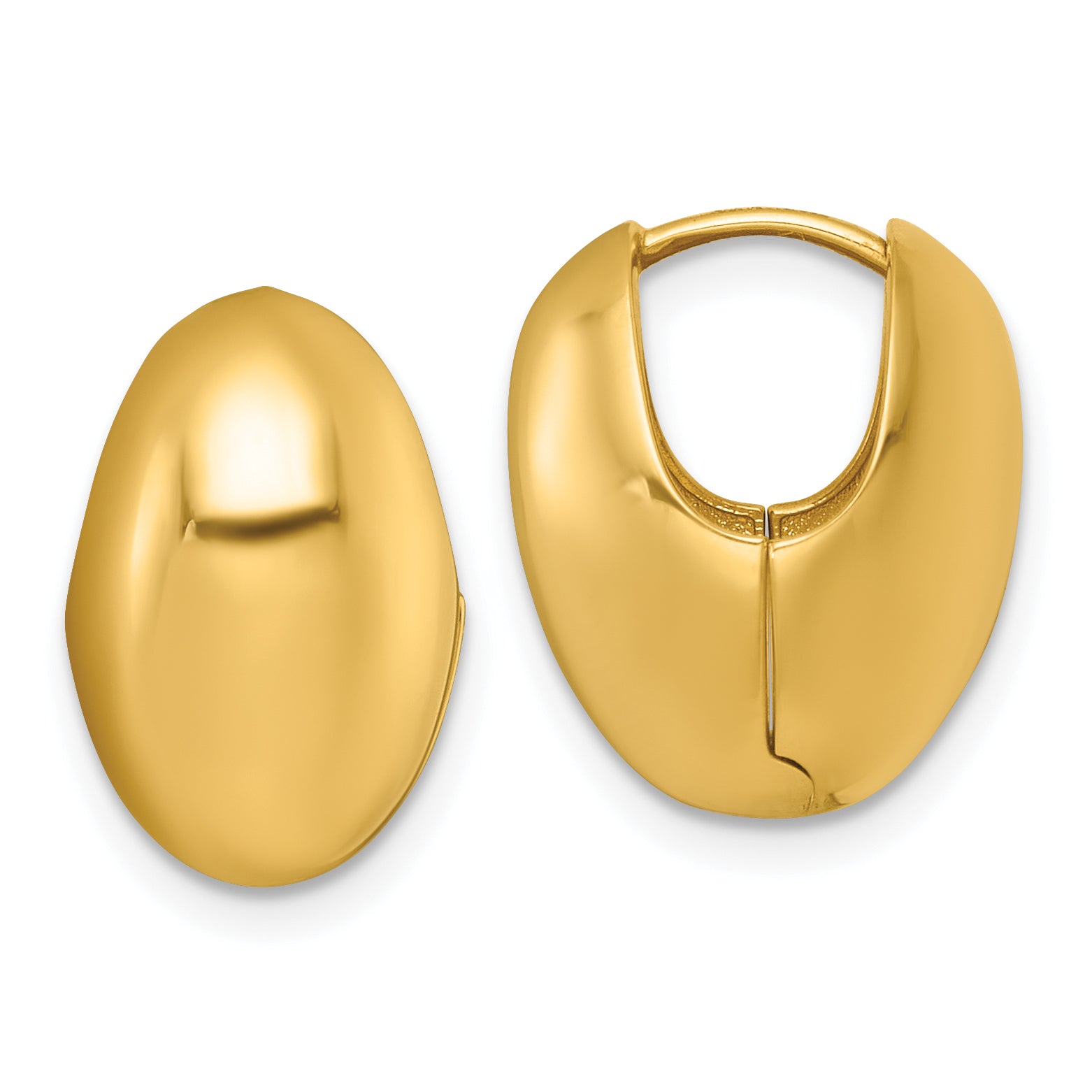 14k Polished Puffed Oval Hinged Hoop Earrings Main image