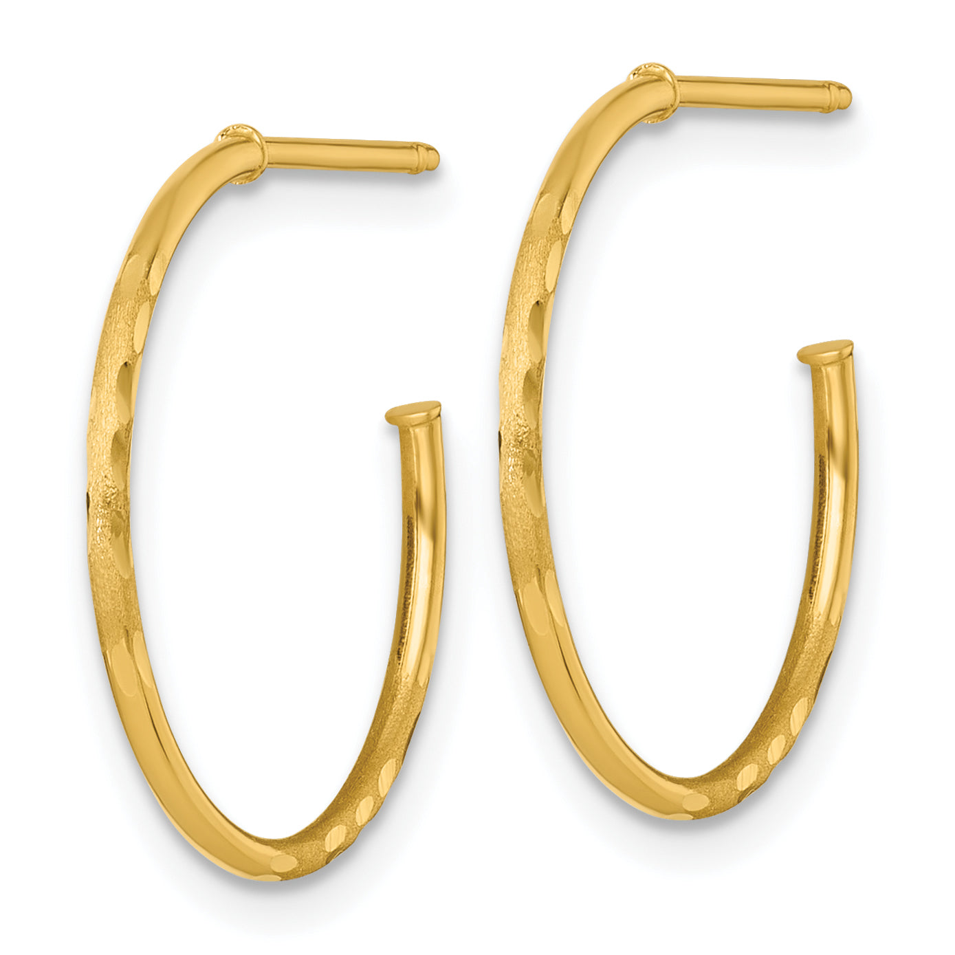 14k Polished 1.2 x 20mm Diamond-cut Solid C-Hoop Post Earrings Secondary image