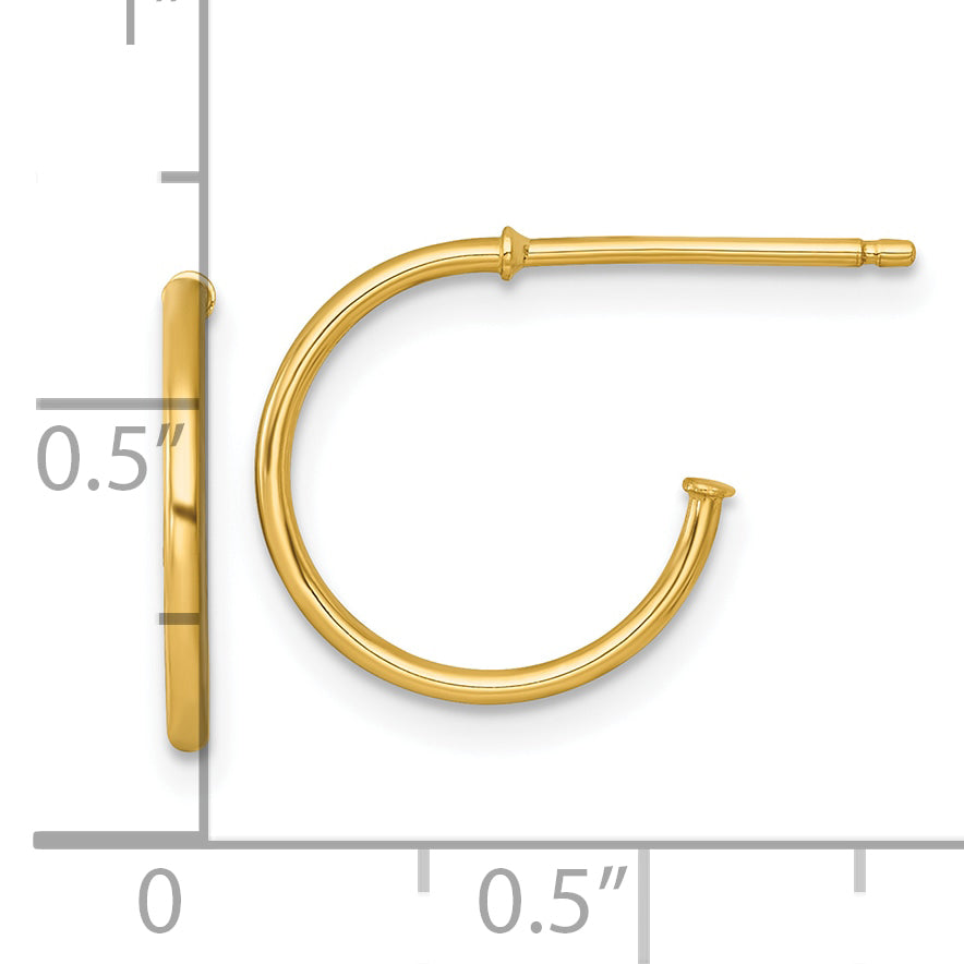 14k Polished 1.2 x 14mm Solid C-Hoop Post Earrings