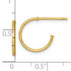 14k Polished 1.2 x 14mm Solid C-Hoop Post Earrings