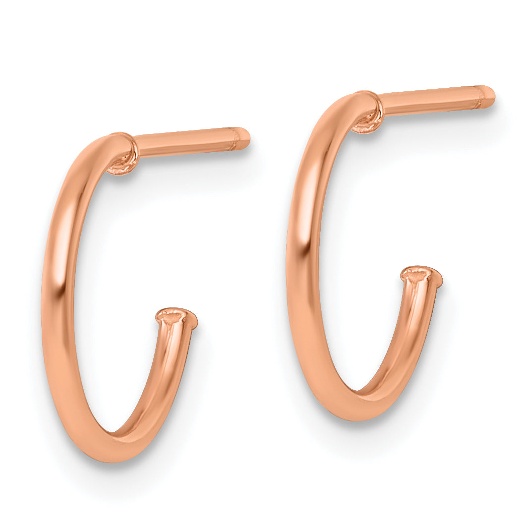 14k Rose Gold Polished 1.2 x 12mm Solid C-Hoop Post Earrings Secondary image