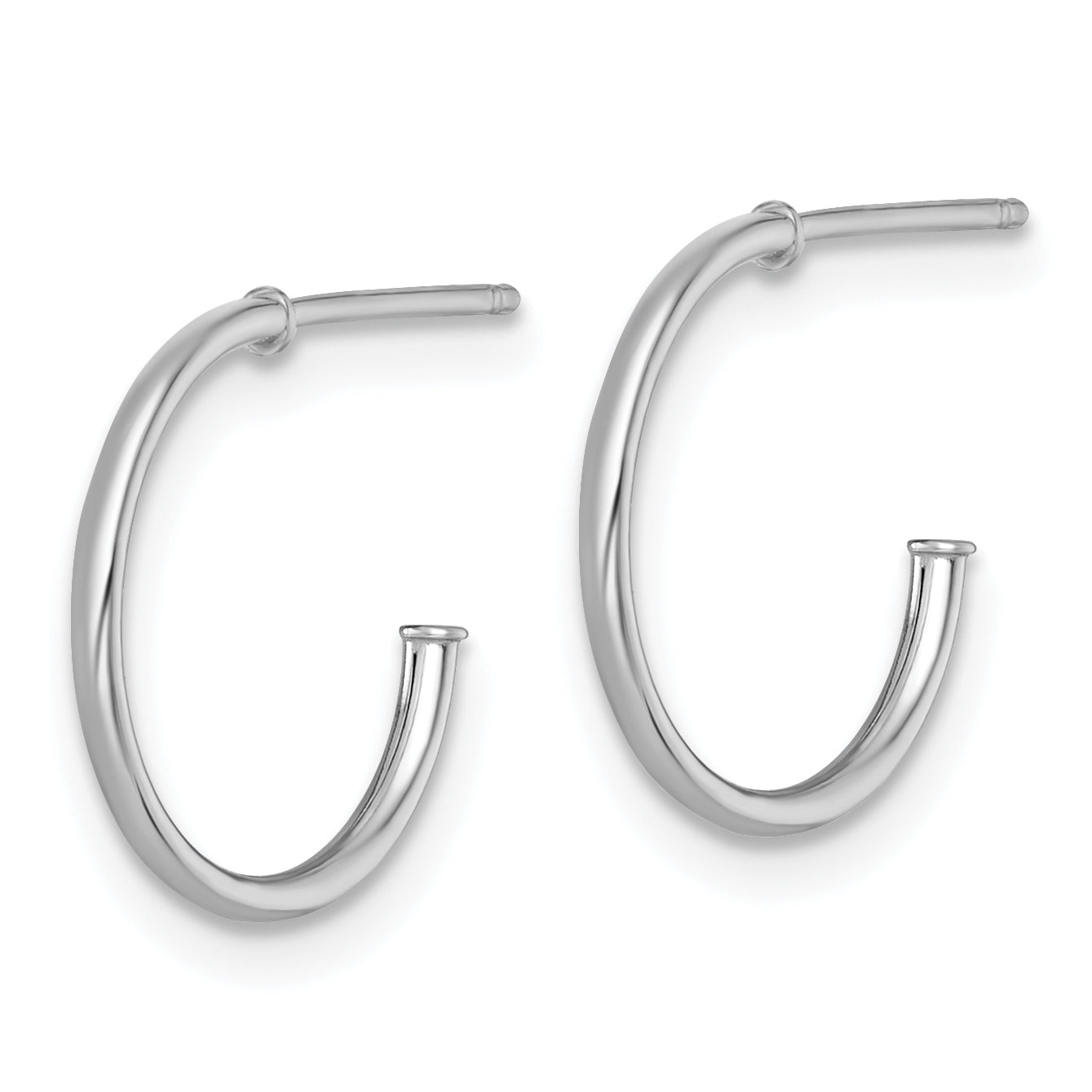 14k White Gold Polished 1.2 x 14mm Solid C-Hoop Post Earrings