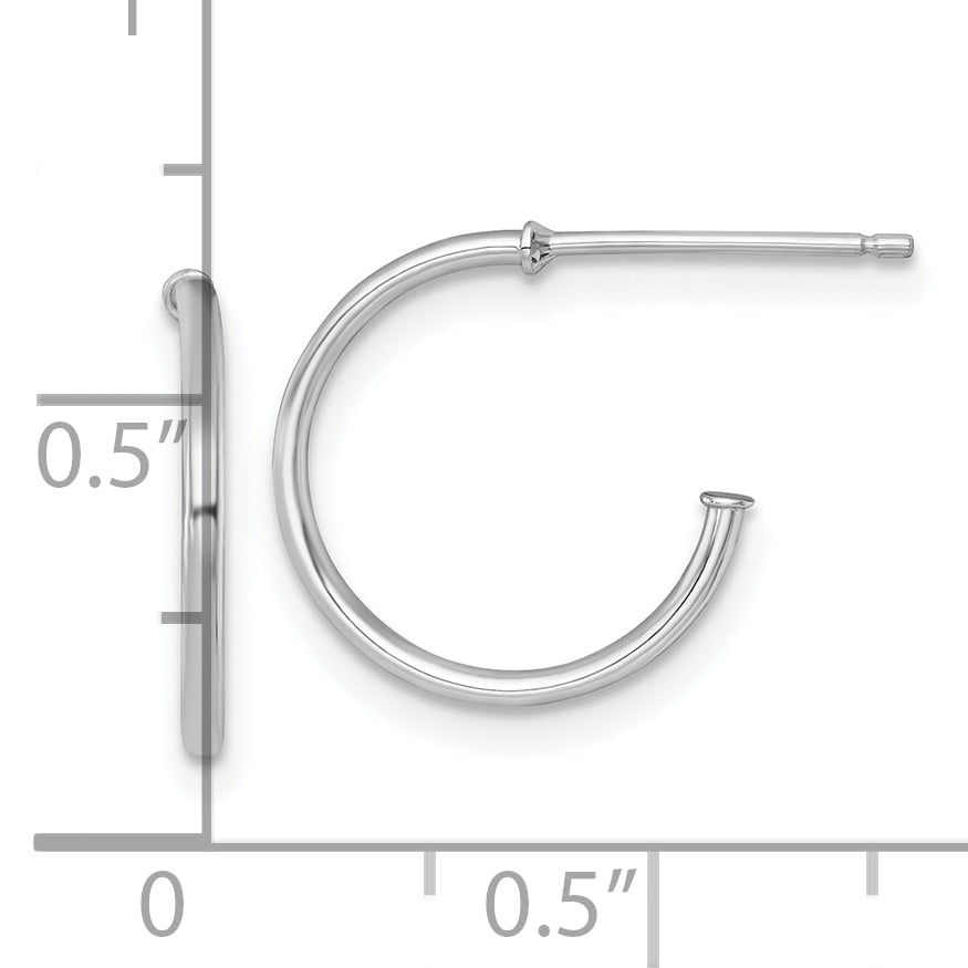 14k White Gold Polished 1.2 x 14mm Solid C-Hoop Post Earrings