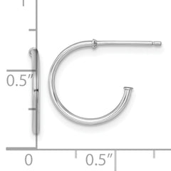 14k White Gold Polished 1.2 x 14mm Solid C-Hoop Post Earrings