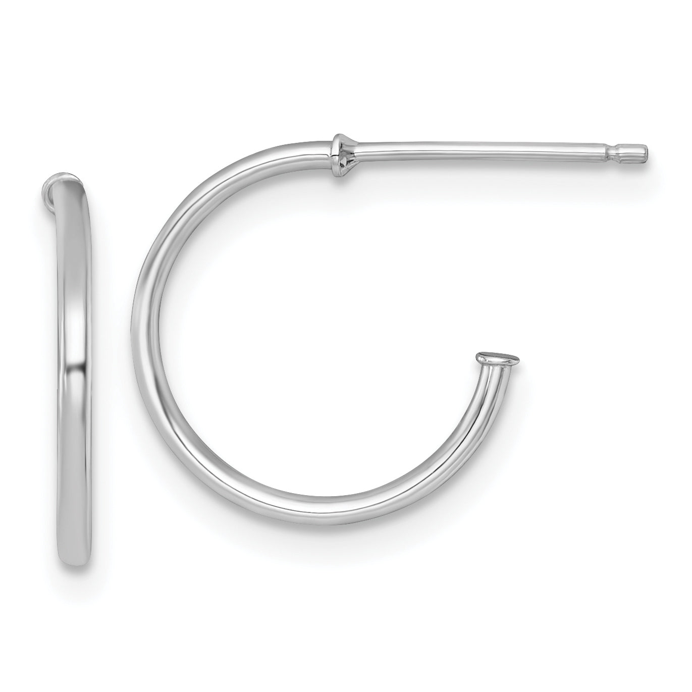 14k White Gold Polished 1.2 x 14mm Solid C-Hoop Post Earrings