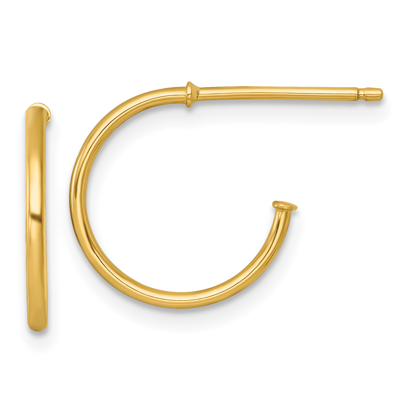 14k Polished 1.2 x 14mm Solid C-Hoop Post Earrings Main image