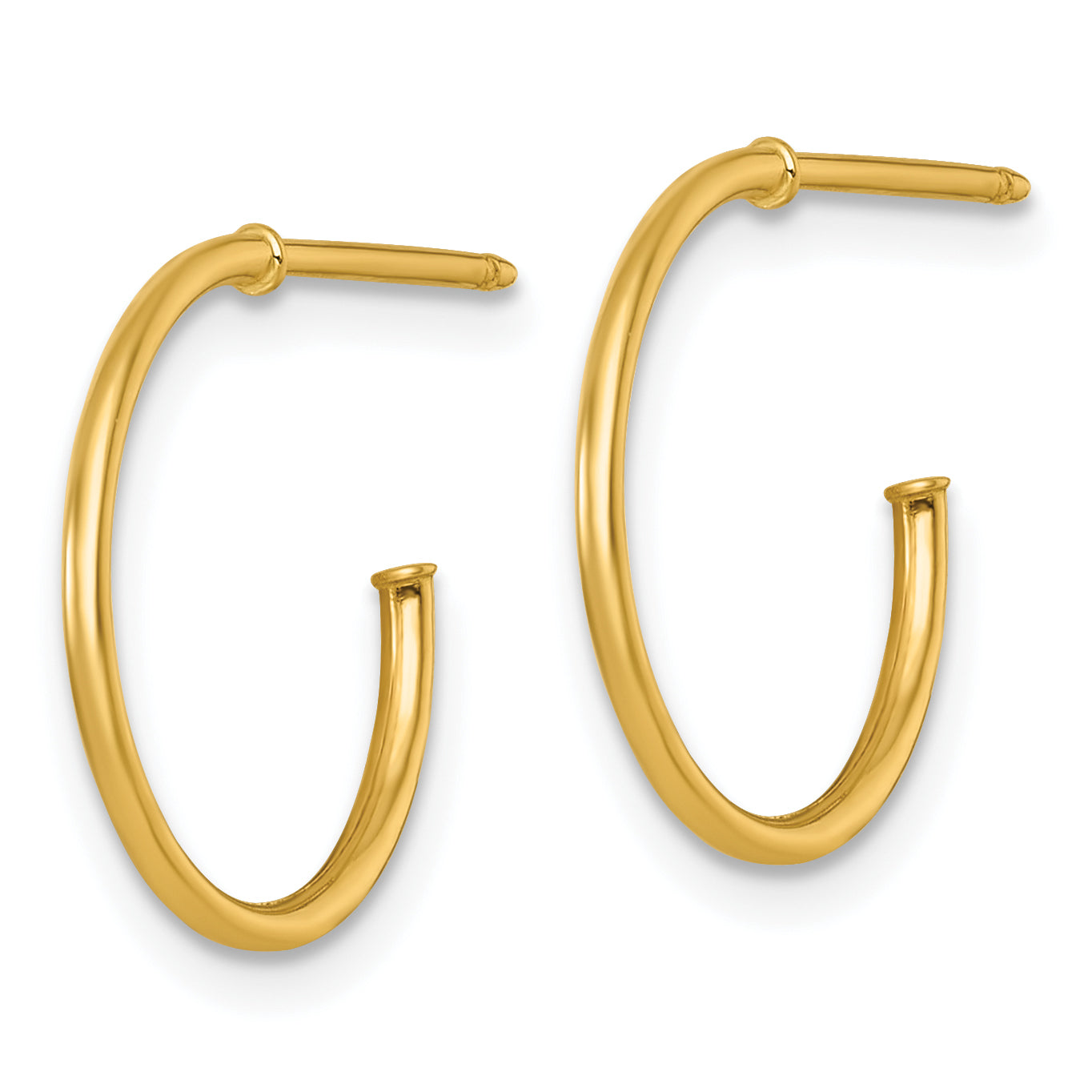 14k Polished 1.2 x 16mm Solid C-Hoop Post Earrings Secondary image