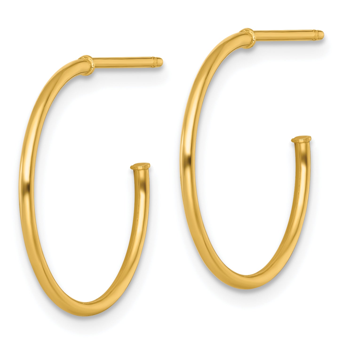 14k Polished 1.2 x 20mm Solid C-Hoop Post Earrings Secondary image