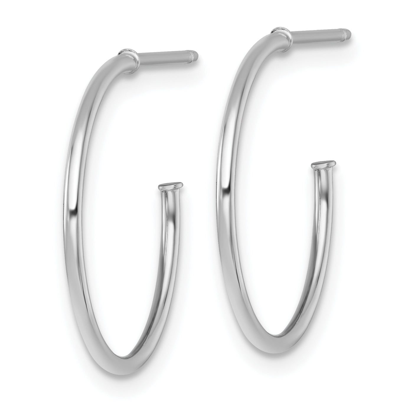 14k White Gold Polished 1.2 x 20mm Solid C-Hoop Post Earrings Secondary image