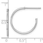 14k White Gold Polished 1.2 x 20mm Solid C-Hoop Post Earrings