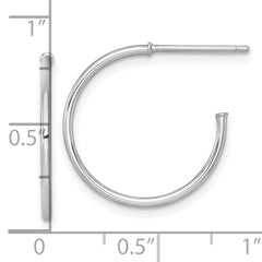 14k White Gold Polished 1.2 x 20mm Solid C-Hoop Post Earrings