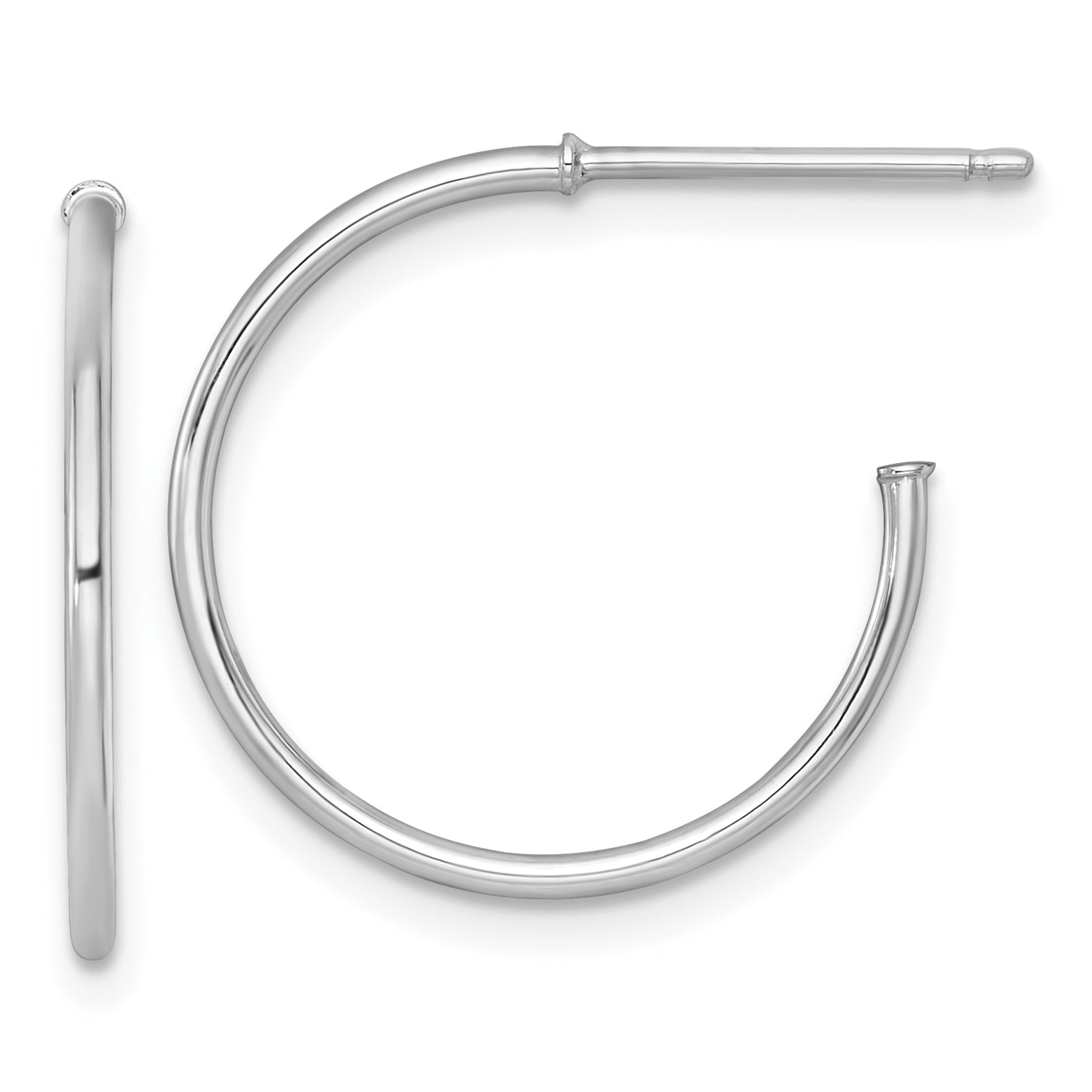14k White Gold Polished 1.2 x 20mm Solid C-Hoop Post Earrings Main image