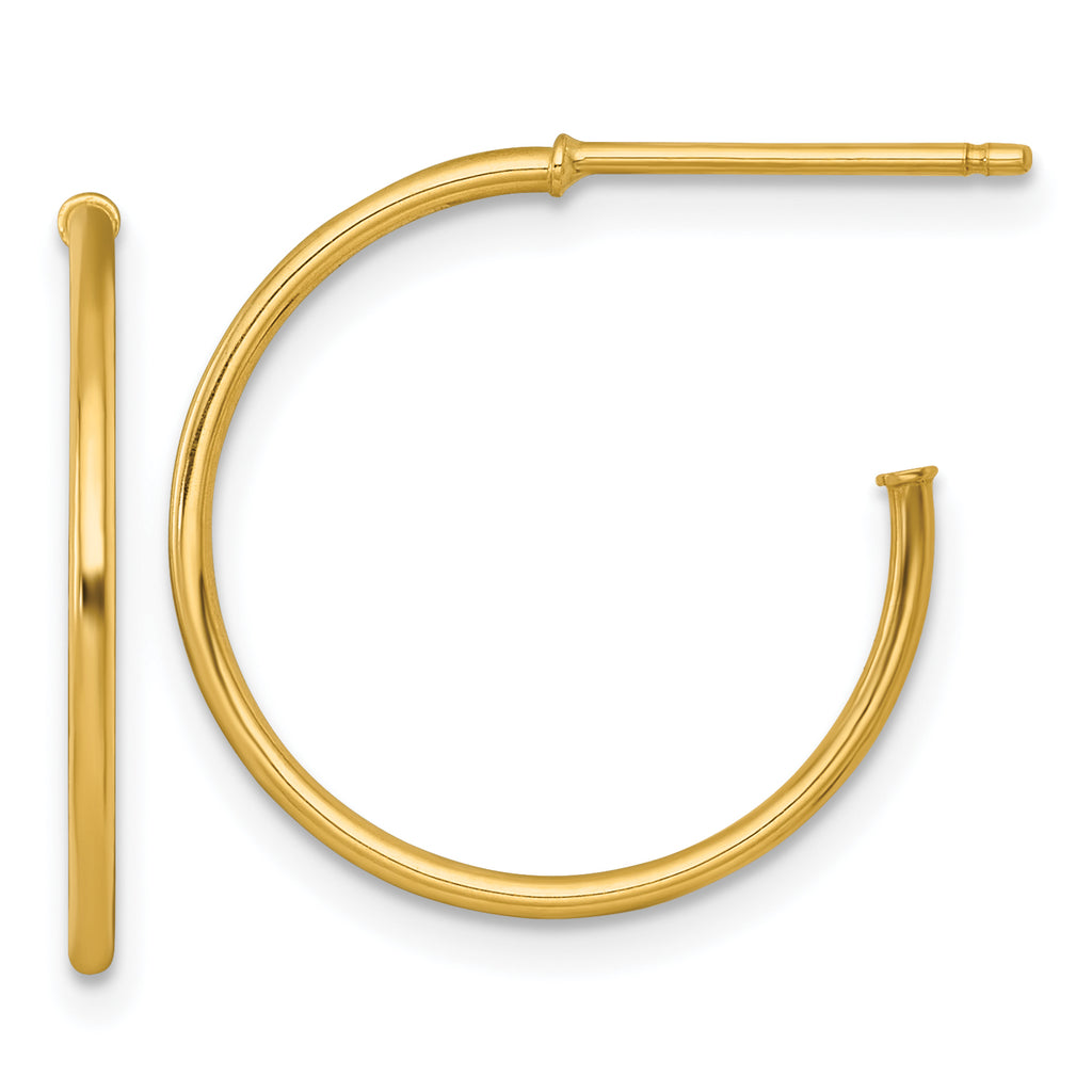 14k Polished 1.2 x 20mm Solid C-Hoop Post Earrings