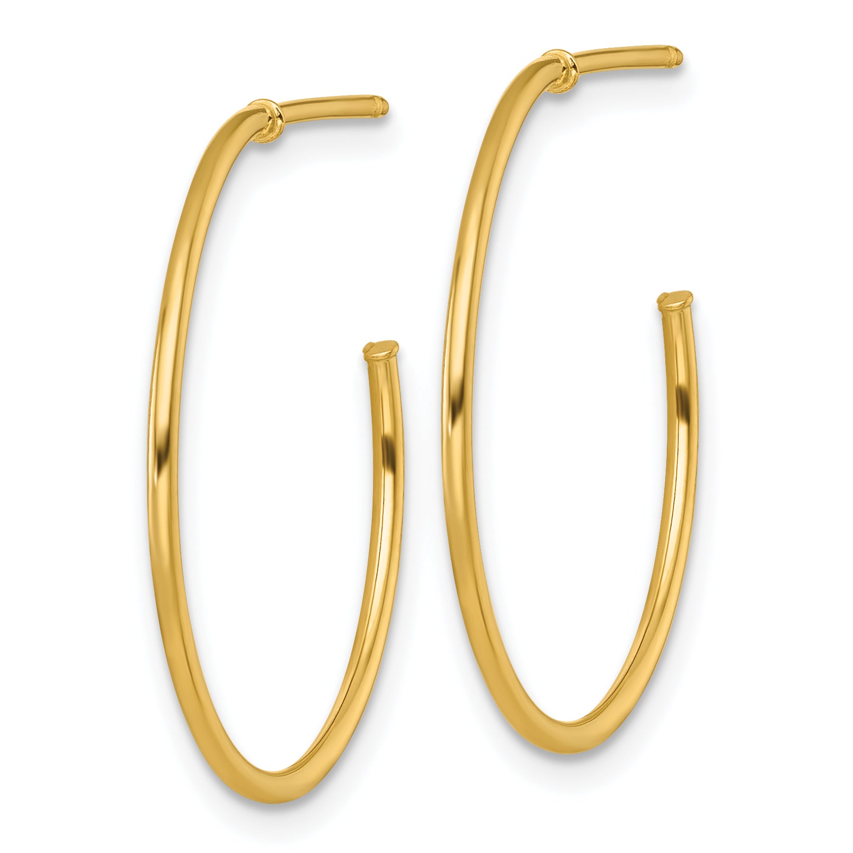 14k Polished 1.2 x 25mm Solid C-Hoop Post Earrings Secondary image