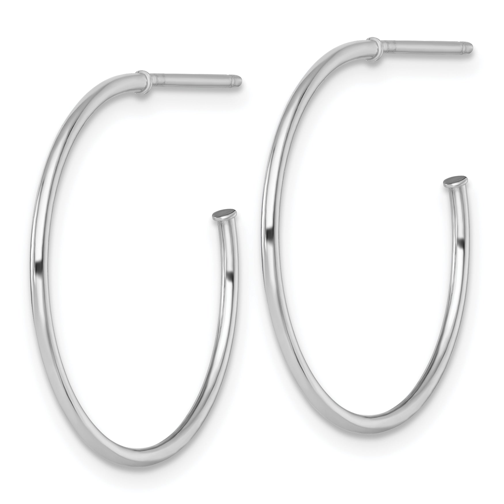 14k White Gold Polished 1.2 x 25mm Solid C-Hoop Post Earrings