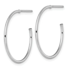 14k White Gold Polished 1.2 x 25mm Solid C-Hoop Post Earrings