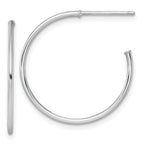 14k White Gold Polished 1.2 x 25mm Solid C-Hoop Post Earrings