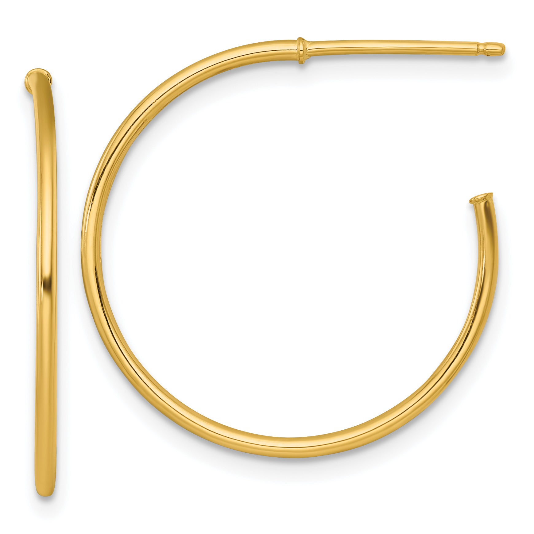 14k Polished 1.2 x 25mm Solid C-Hoop Post Earrings Main image