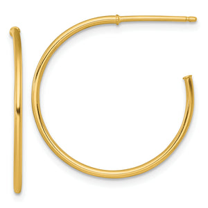 C-Hoop Stud Earrings in 14K Yellow Gold, 1.2x25mm - Sophia Jewelers