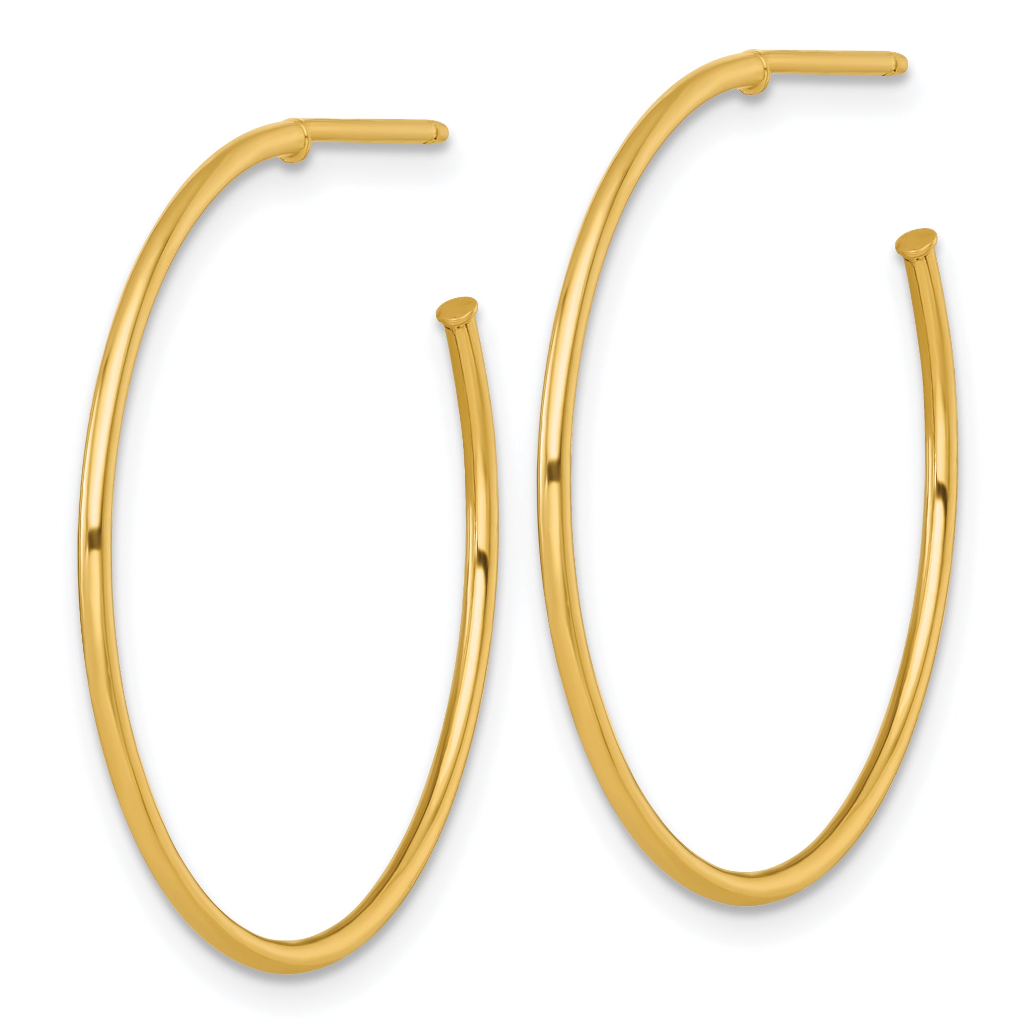 14k Polished 1.2 x 30mm Solid C-Hoop Post Earrings Secondary image