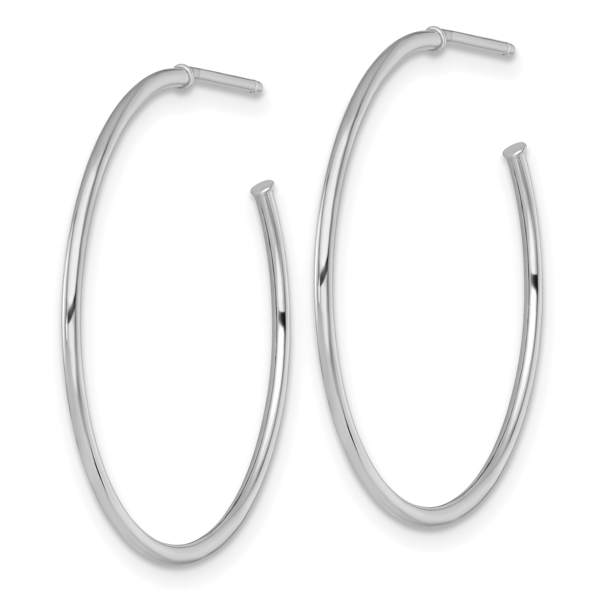 14k White Gold Polished 1.2 x 30mm Solid C-Hoop Post Earrings