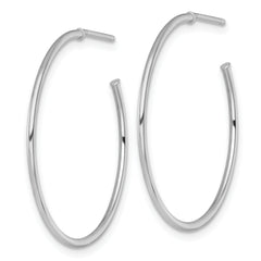 14k White Gold Polished 1.2 x 30mm Solid C-Hoop Post Earrings