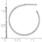 14k White Gold Polished 1.2 x 30mm Solid C-Hoop Post Earrings