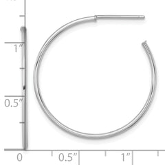 14k White Gold Polished 1.2 x 30mm Solid C-Hoop Post Earrings