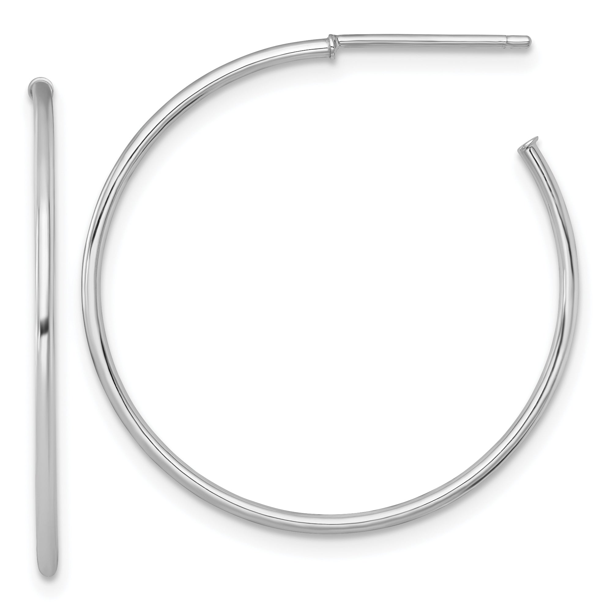 14k White Gold Polished 1.2 x 30mm Solid C-Hoop Post Earrings Main image