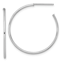 14k White Gold Polished 1.2 x 30mm Solid C-Hoop Post Earrings