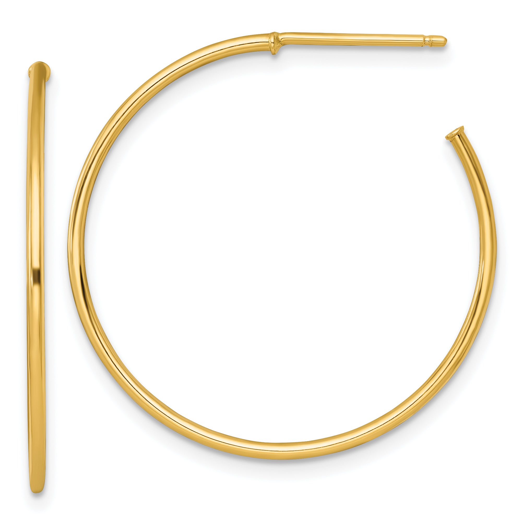 14k Polished 1.2 x 30mm Solid C-Hoop Post Earrings Main image