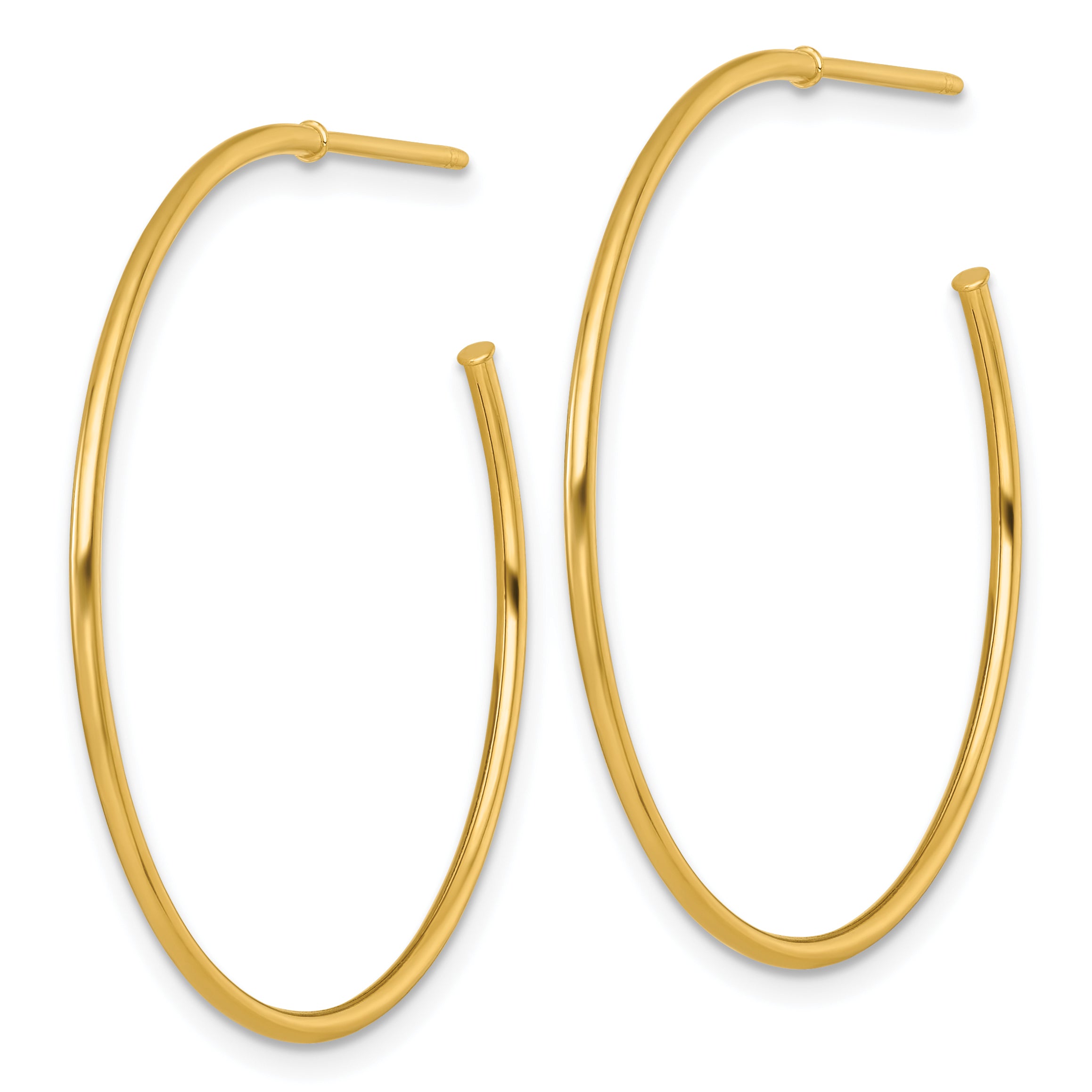 14k Polished 1.2 x 35mm Solid C-Hoop Post Earrings Secondary image