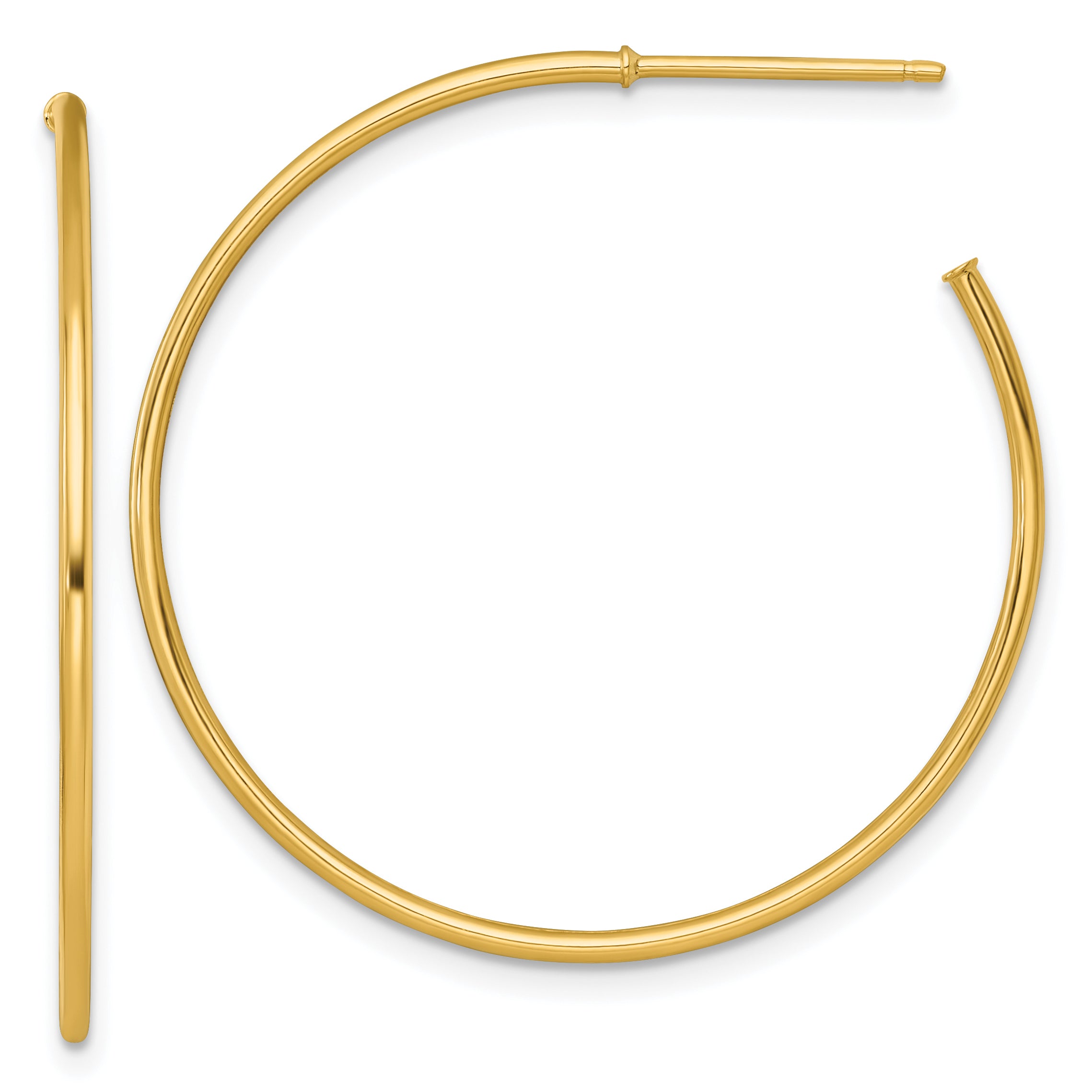 14k Polished 1.2 x 35mm Solid C-Hoop Post Earrings Main image